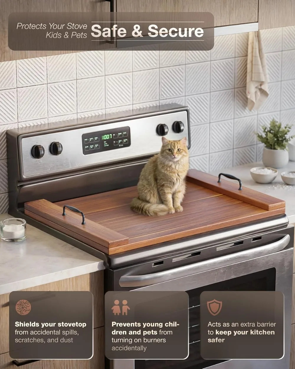 Acacia Wood Noodle Board Stovetop Cover For Gas And Electric