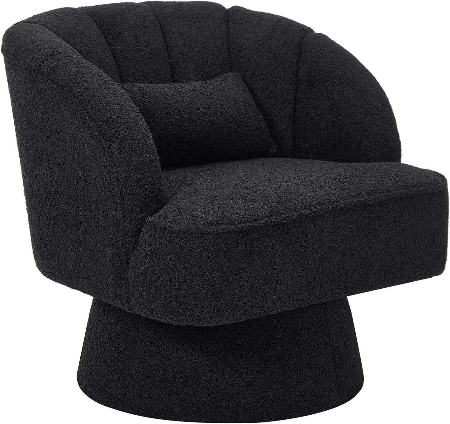 HiMISS Velvet Swivel Barrel Chair With Plush Padding Striped Backrest