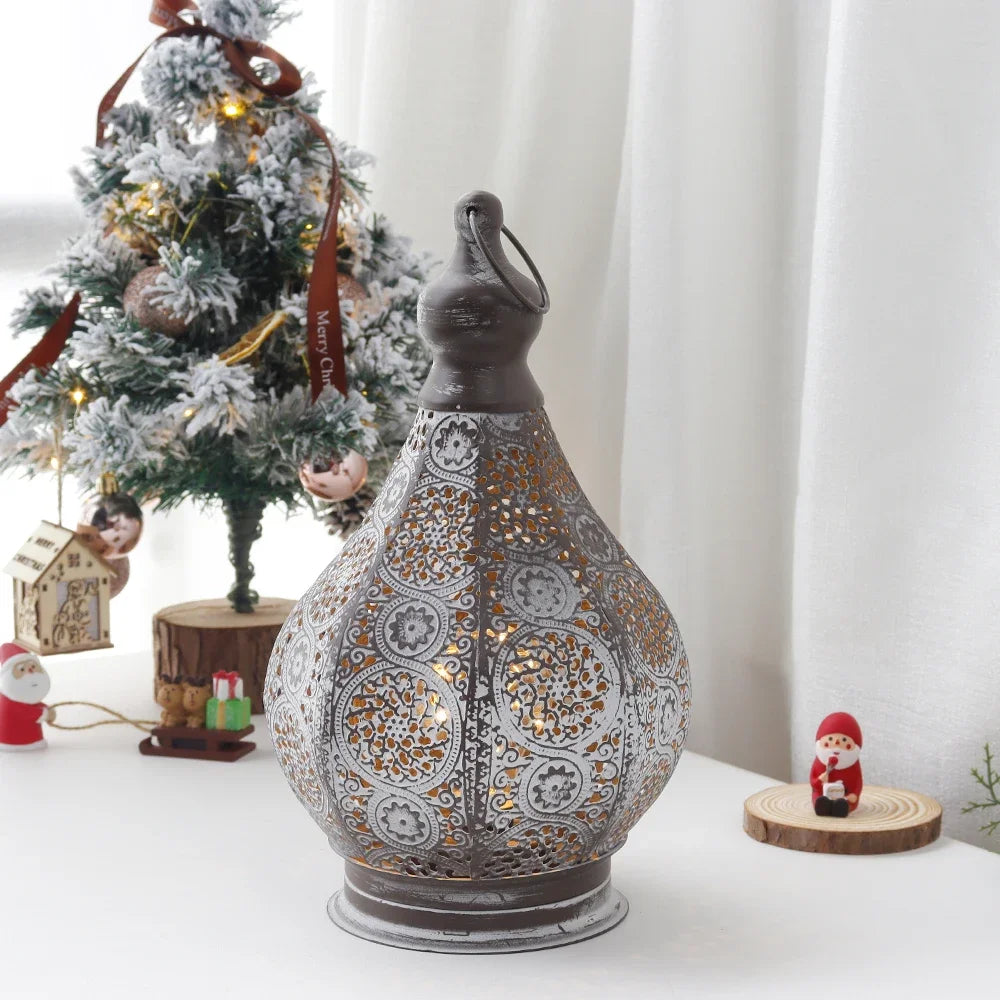 NEWIMAGE Moroccan Battery Powered Table Lamp Lantern Outdoor Decor