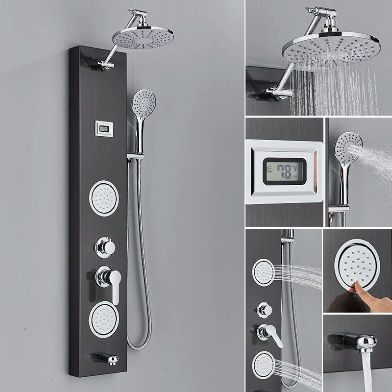 Suguword Shower Panel Faucet Fahrenheit Degree Display Spa Massage Jets