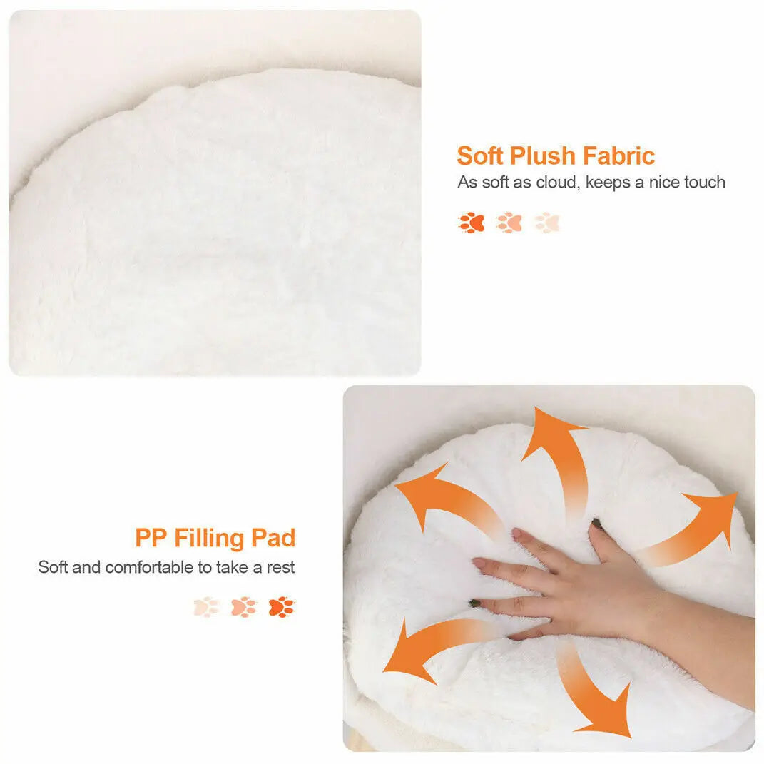 Soft Plush Cat Bed Nest With Cushion Pad Wood Legs