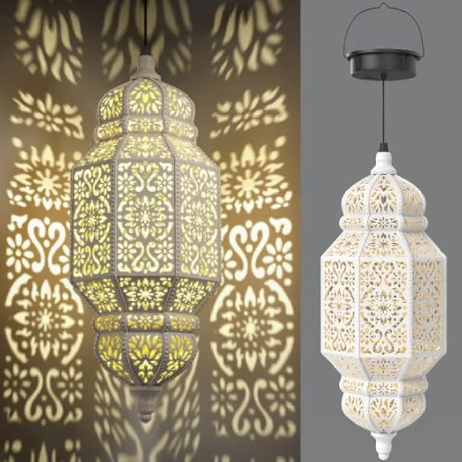 Moroccan Hanging Solar Lantern For Outdoor Garden Decor