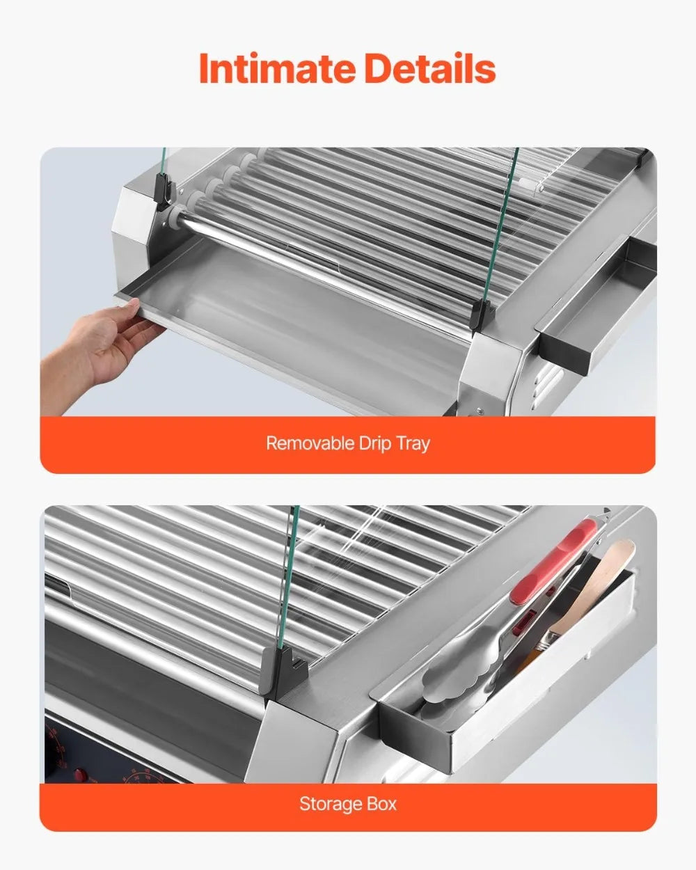Hot Dog Roller Machine 1600W Commercial Stainless Steel