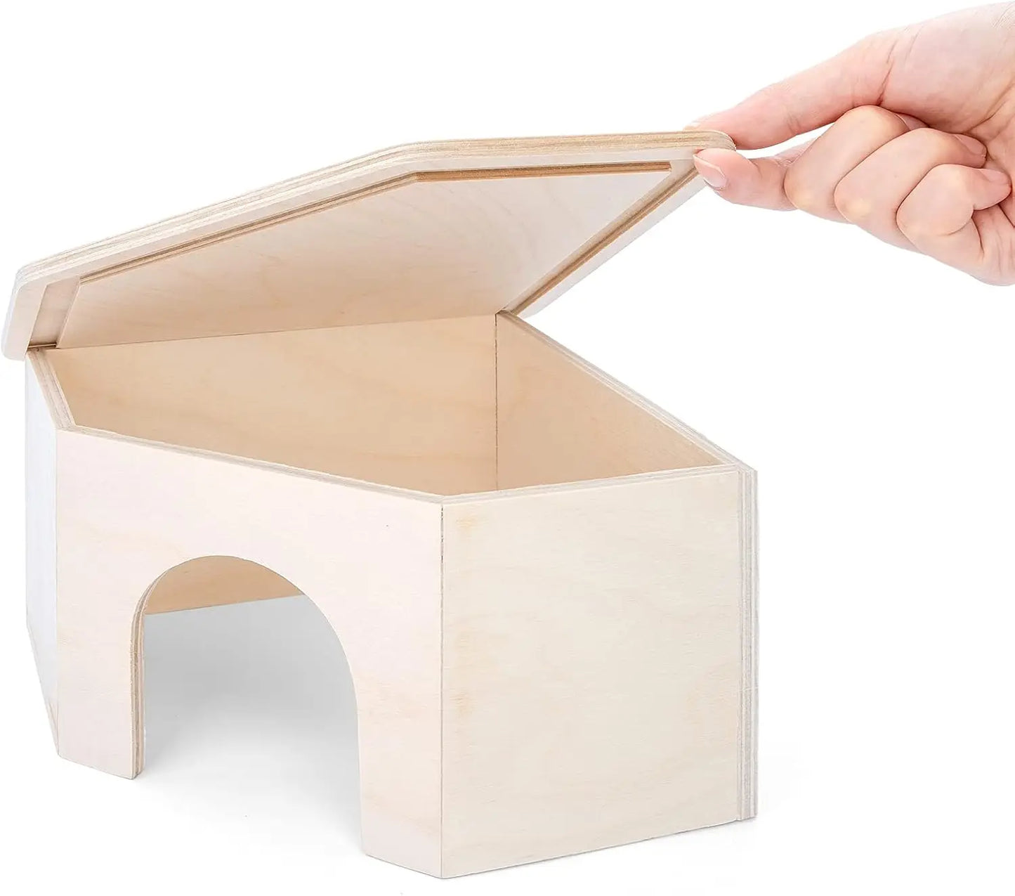 Birch Wood Hamster Hideout With Climbing Ramp For Dwarf Hamsters