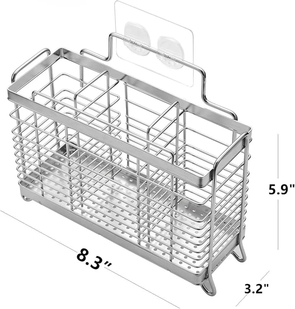 Stainless Steel Utensil Drying Rack With Divided Compartments