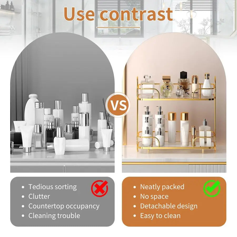 Tier Corner Bathroom Organizer For Cosmetics Skincare And Perfumes