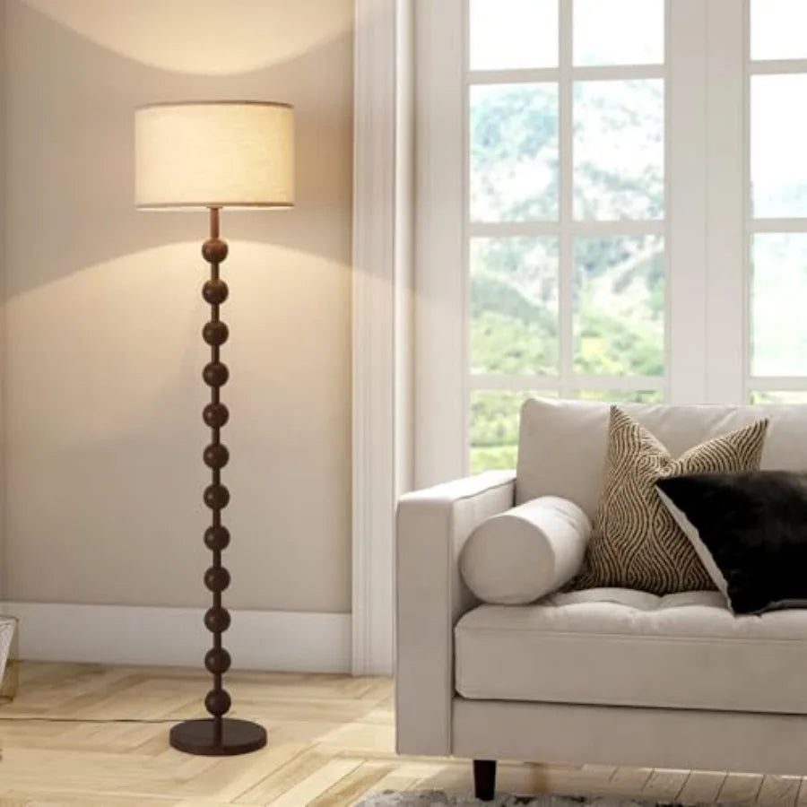 Modern Dimmable Remote Control Floor Lamp for Living Room Bedroom with LED E26 Bulb Red Wood Pattern Iron Tall Standing Lamp Li