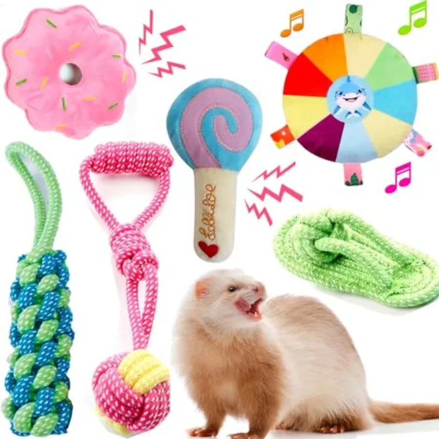 Ferret Chew Toys With Squeakers Durable Tug of War Pack