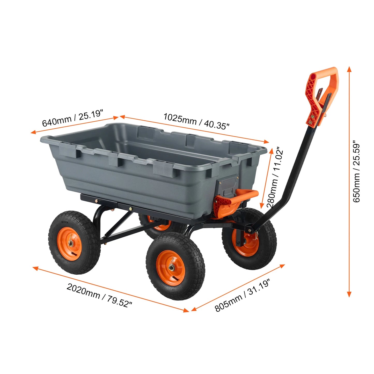 SucceBuy Poly Garden Dump Cart With Steel Frame And Handle