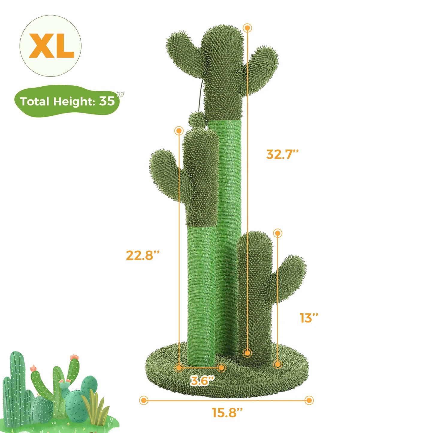 PEQULTICN Cactus Cat Tree With Condo Hammock And Ball