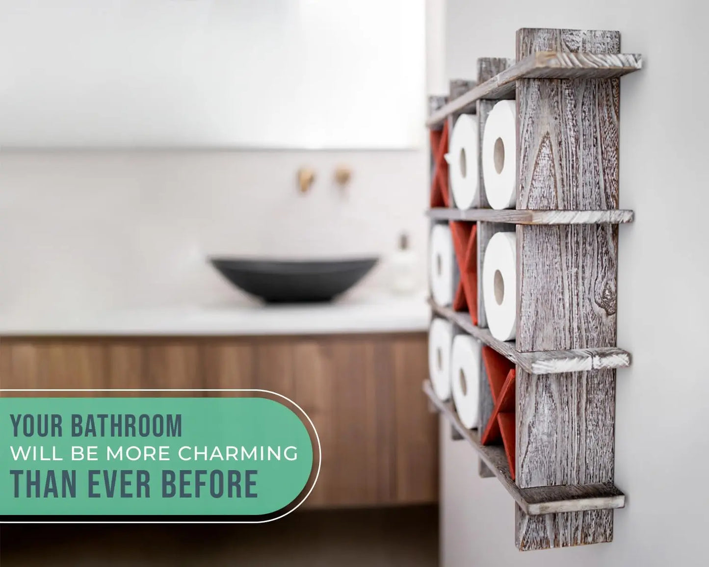 Rustic Tic Tac Toe Toilet Paper Holder Freestanding Wall Mounted