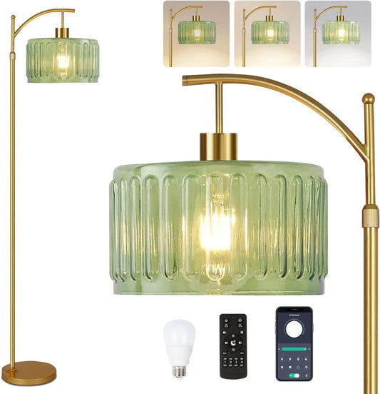 Brass Dimmable Floor Lamp With Remote For Living Room