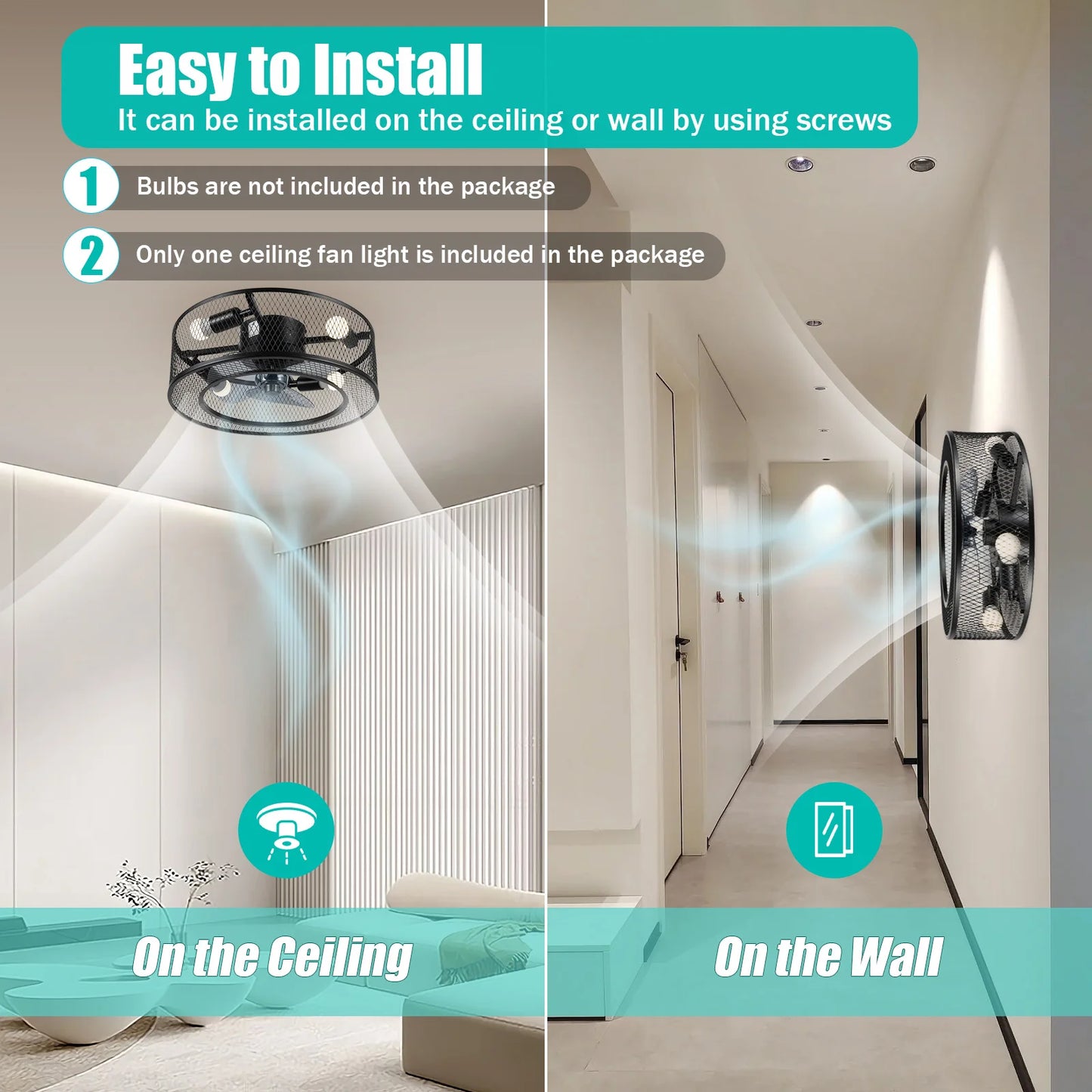 40W Ceiling Fan Light Kit E27 Socket for Living Rooms