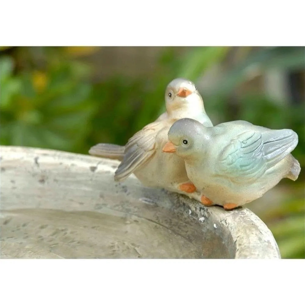 Row Bird Bath Outdoor Water Fountain Durable Resin Garden Feature