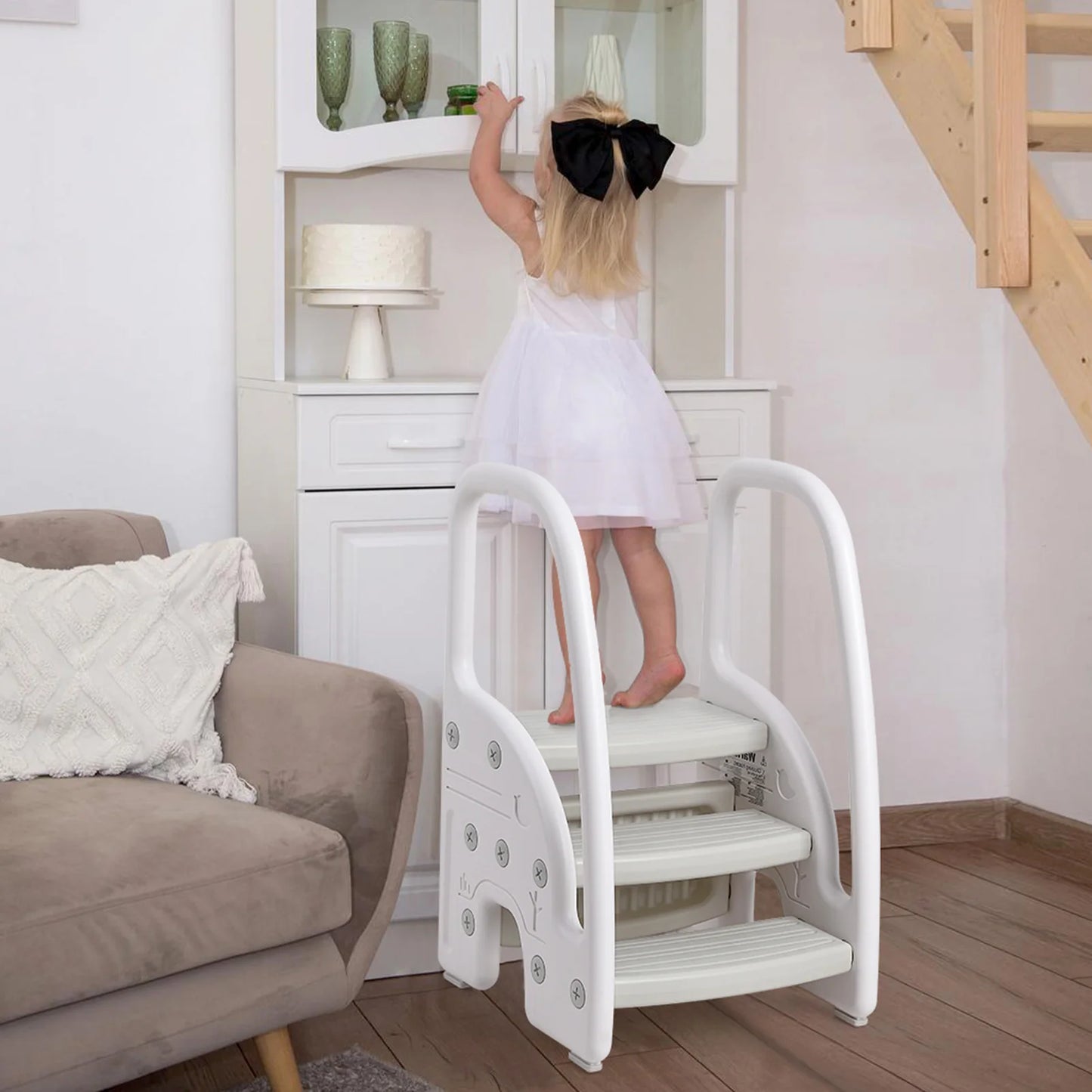 Toddler Step Stool With Handles 3-Step Plastic Stool