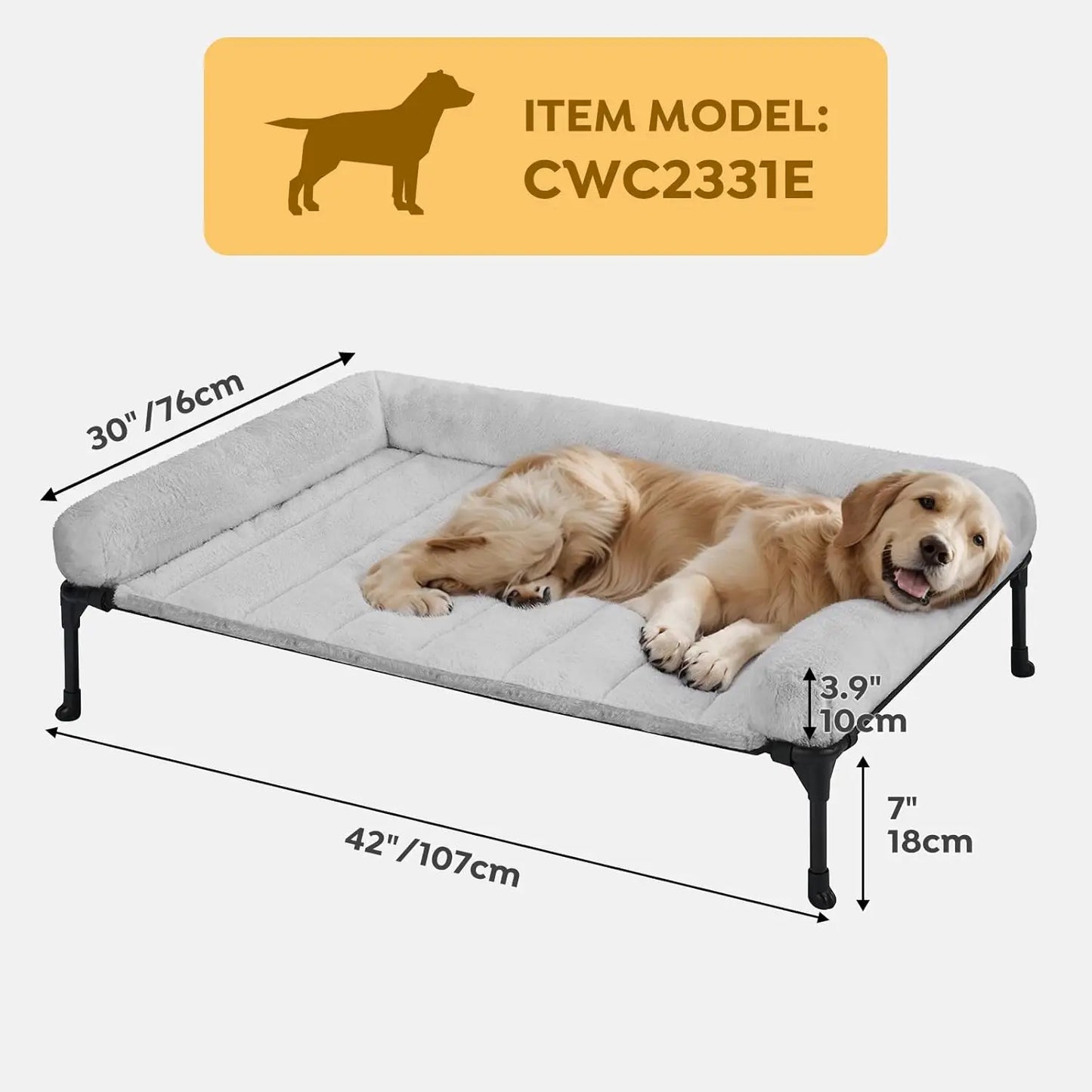 Elevated Orthopedic Dog Bed With Bolster And Non Slip Feet