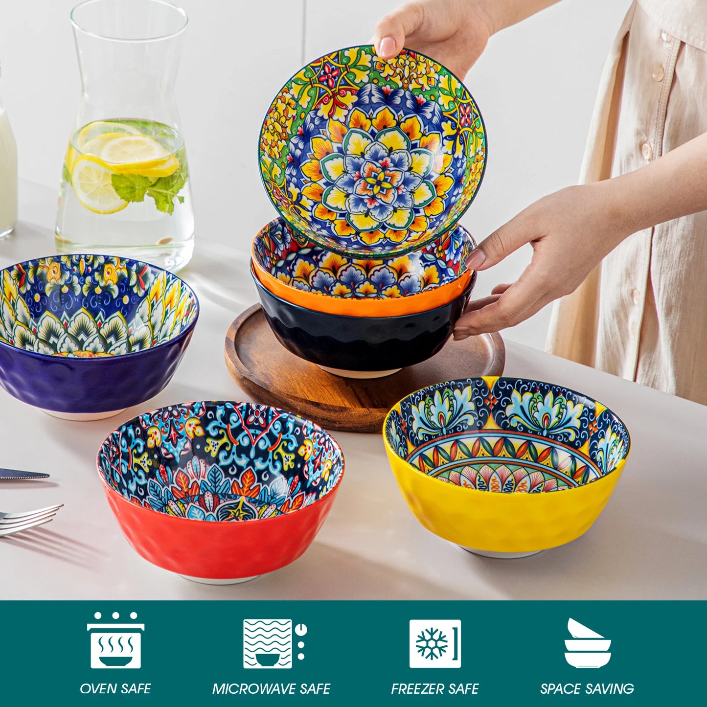 MALACASA Ceramic Soup Bowls Set Oven Safe Dishwasher Safe Dinnerware