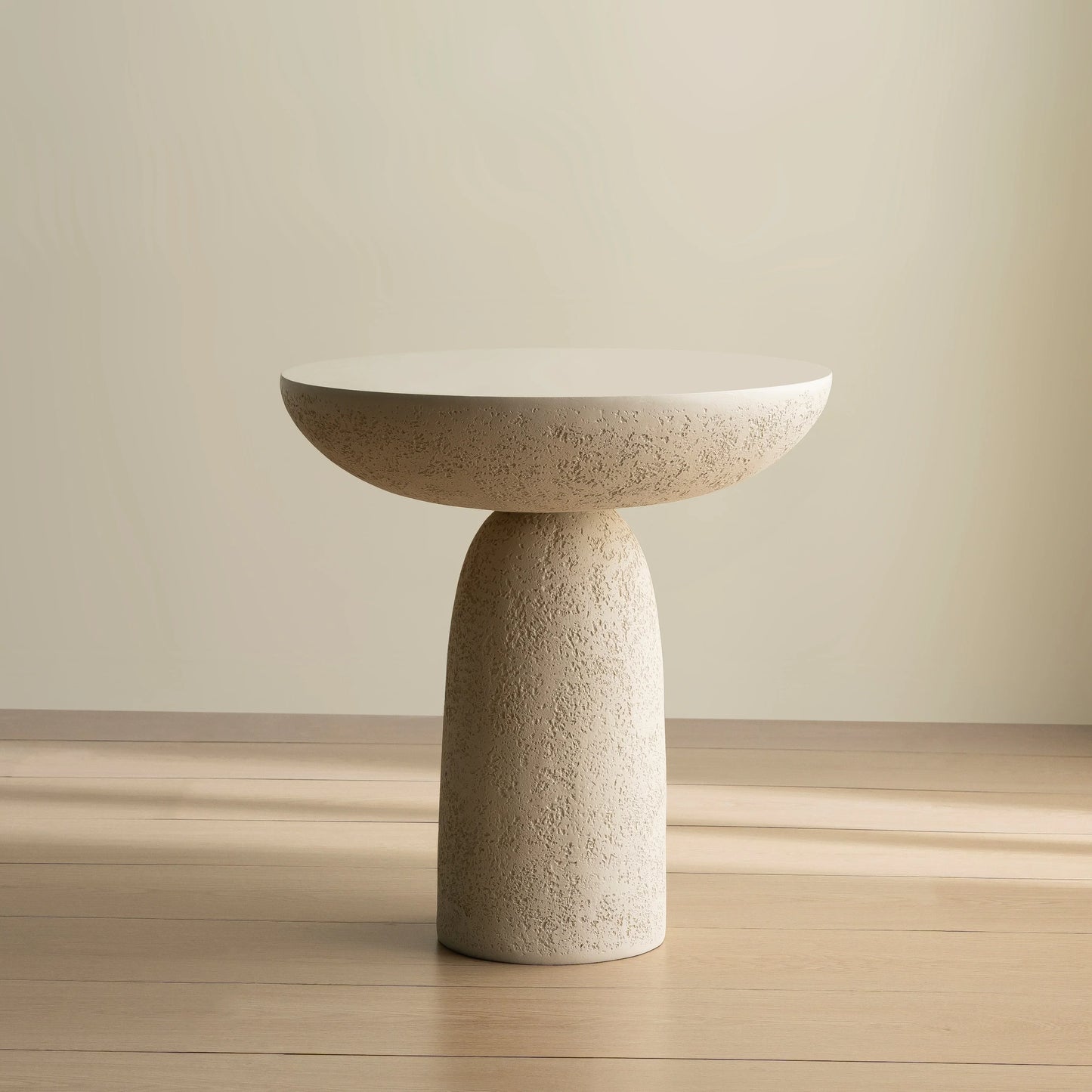 SHYFOY Pedestal Side Table Modern Round End Table Stone Inspired Hourglass