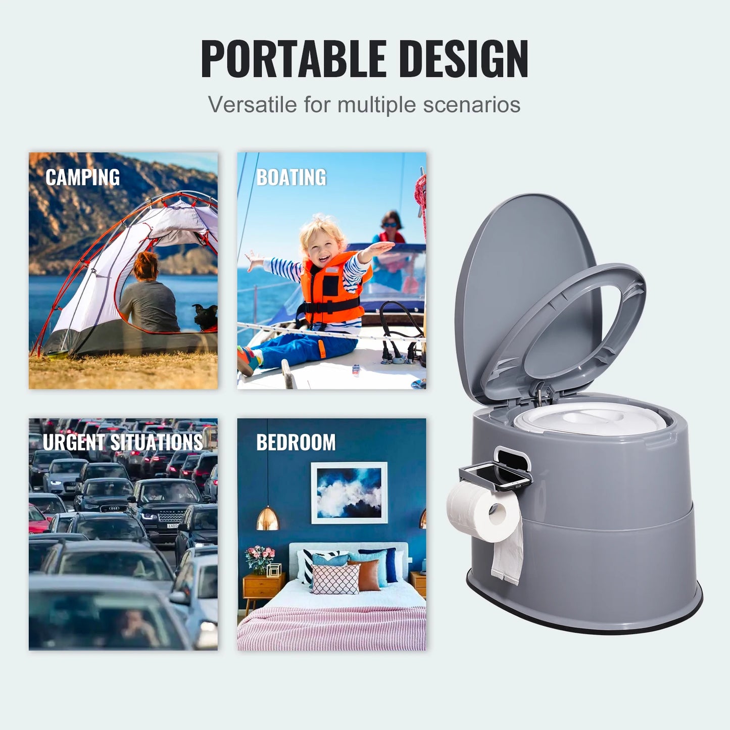SucceBuy Portable Camping Toilet With Detachable Inner Bucket