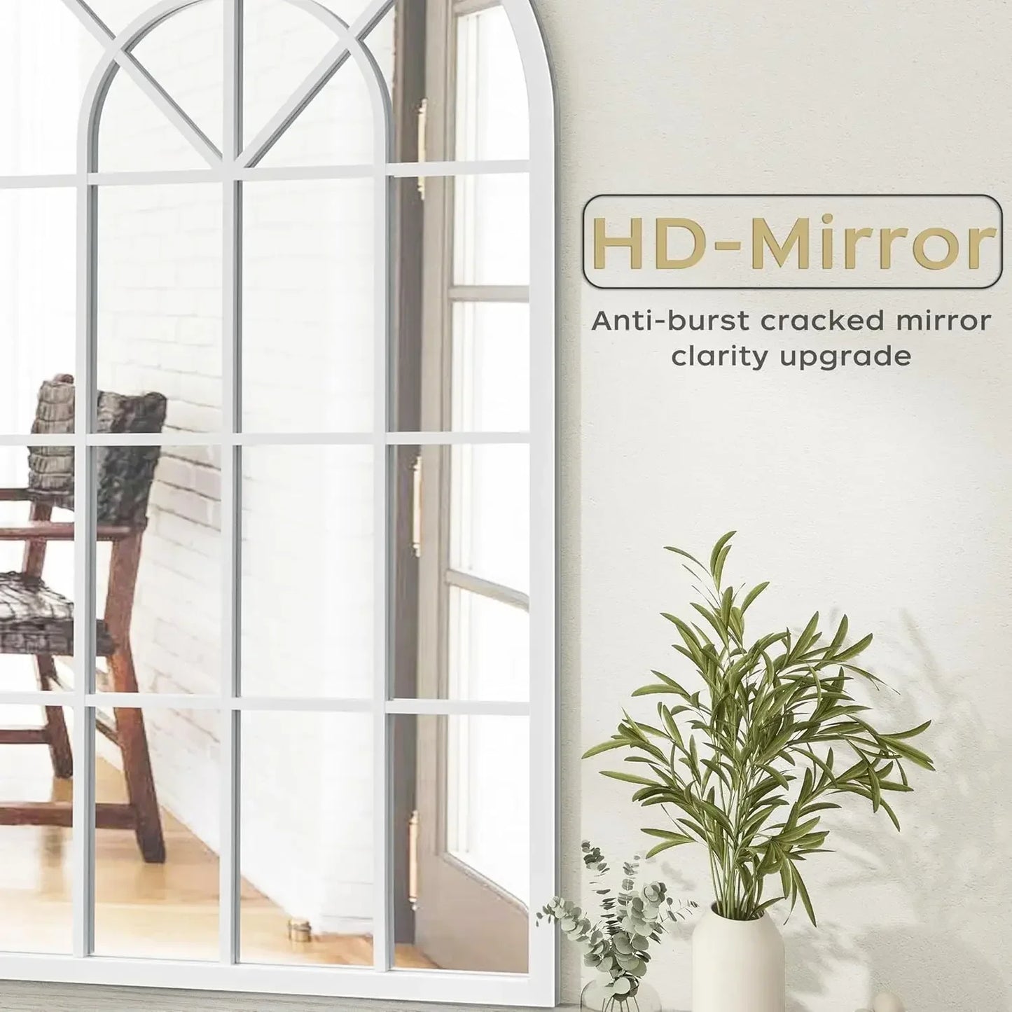 Arched Wall Mirror With Iron Frame For Entryway And Vanity