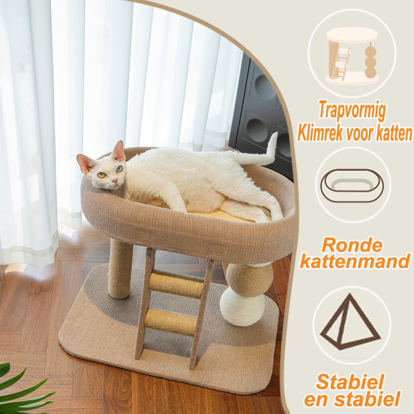 All In One Cat Tree With Scratching And Plush Bed For Indoor Cats