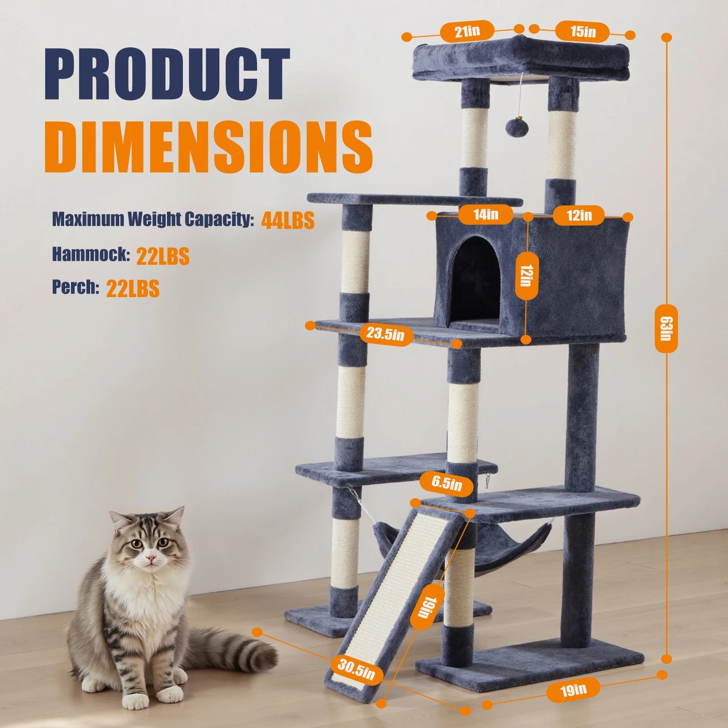 MCQ Cat Tree Tower Multi Level Scratching Posts With Condo