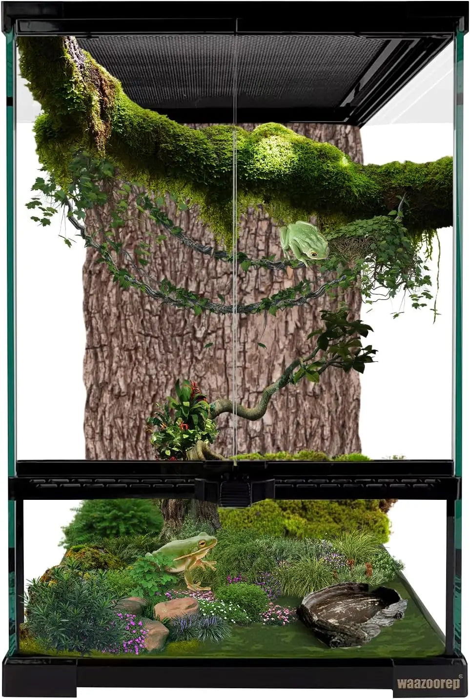 Vertical Glass Reptile Terrarium With Front Door Top Screen Vent