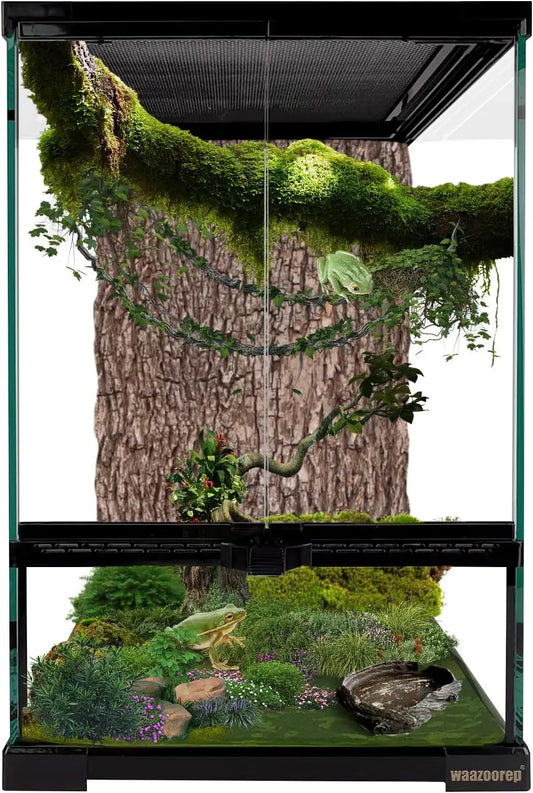 Vertical Glass Reptile Terrarium With Front Door Top Screen Vent