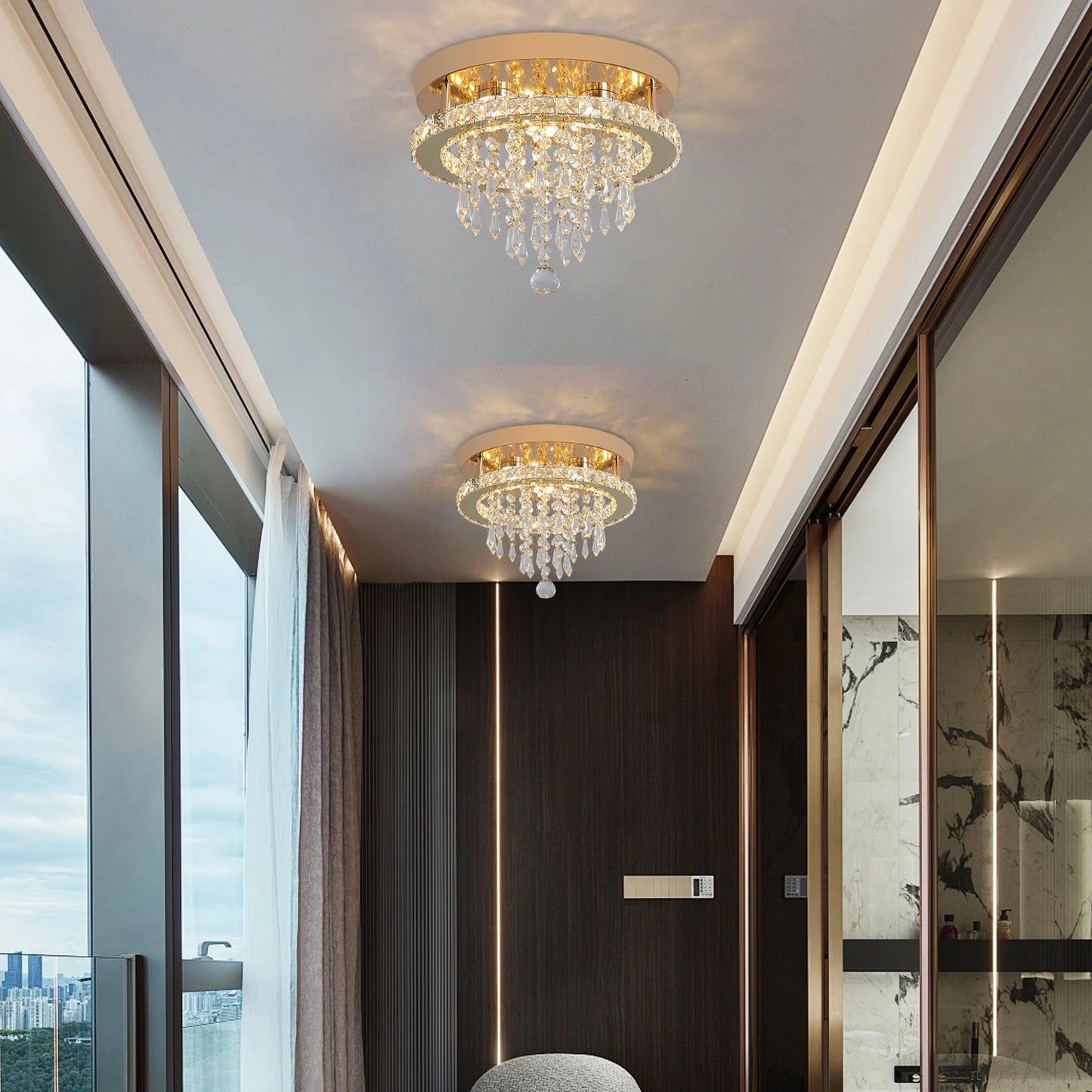 VETRULUS Luxury Crystal Chandelier Ceiling Led Light