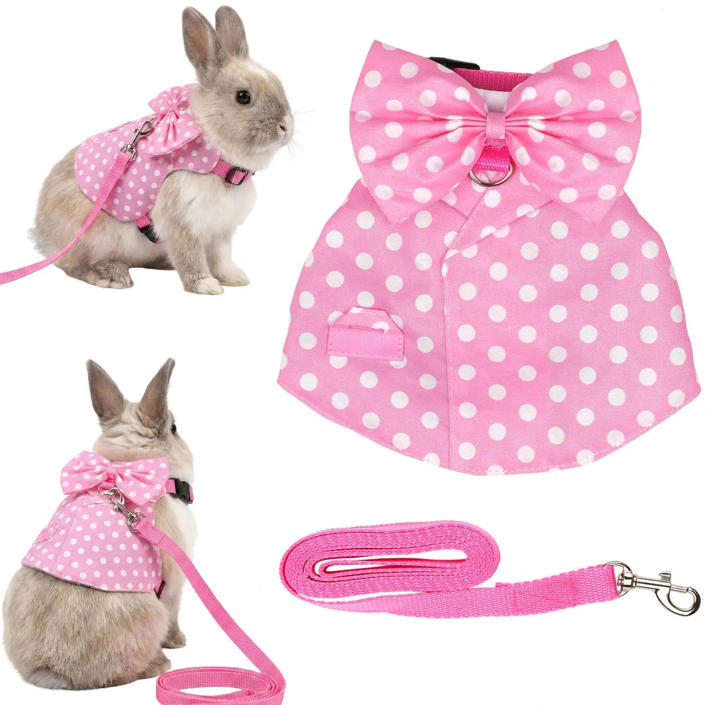 Soft Mesh Bunny Harness and Leash Set for Small Pets