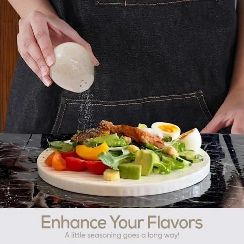 Handmade Marble Salt And Pepper Shakers Set Natural Stone Kitchen