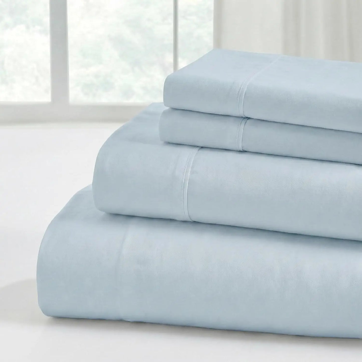 Silky Bamboo Fiber Bed Sheets Set With Flat And Fitted