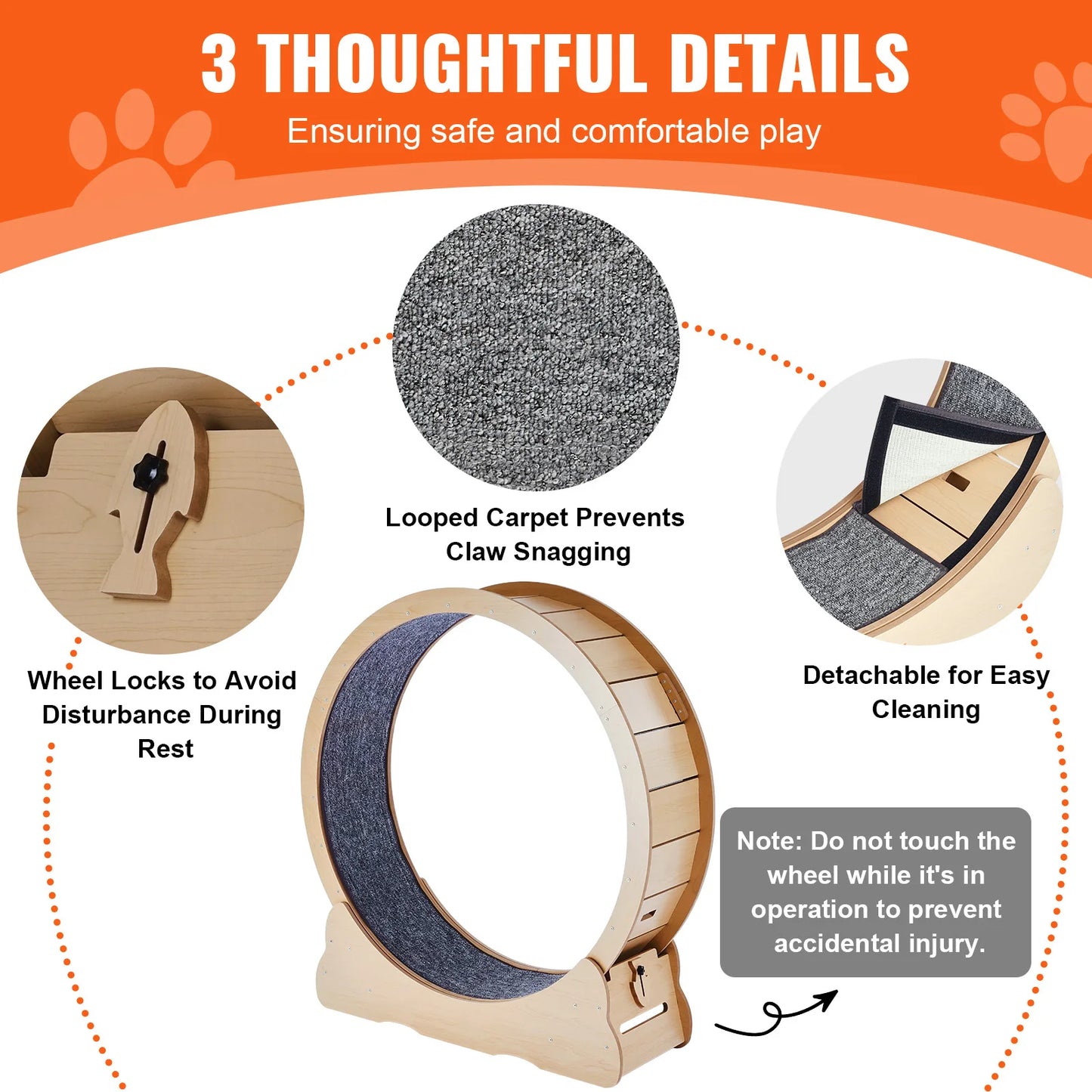 SucceBuy Wooden Cat Exercise Wheel For Indoor Running And Play