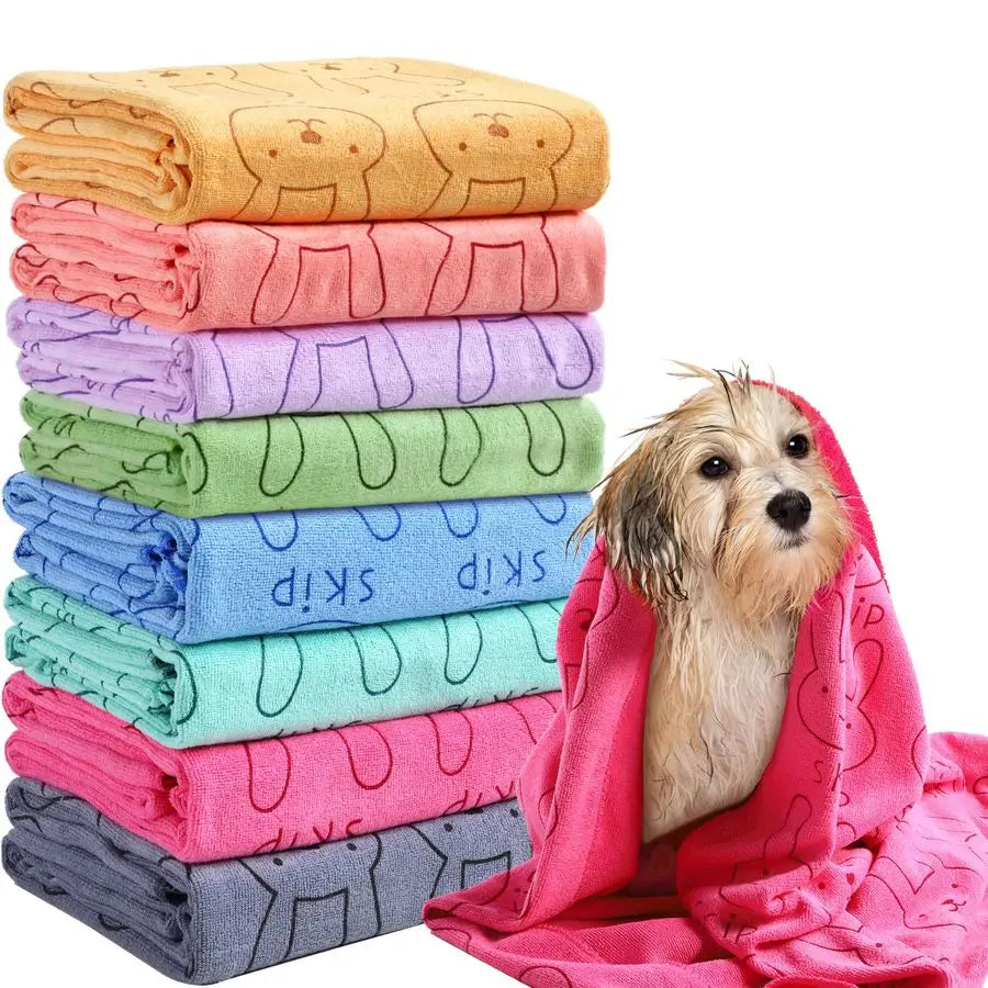 8-Piece Dog Drying Towels Set Microfiber Pet Bath Towels Absorbent