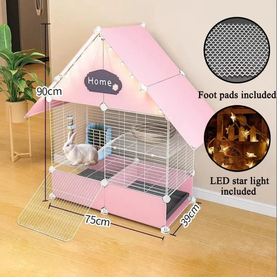 2Story Indoor Rabbit Cage With Dual Deep Pullout Trays