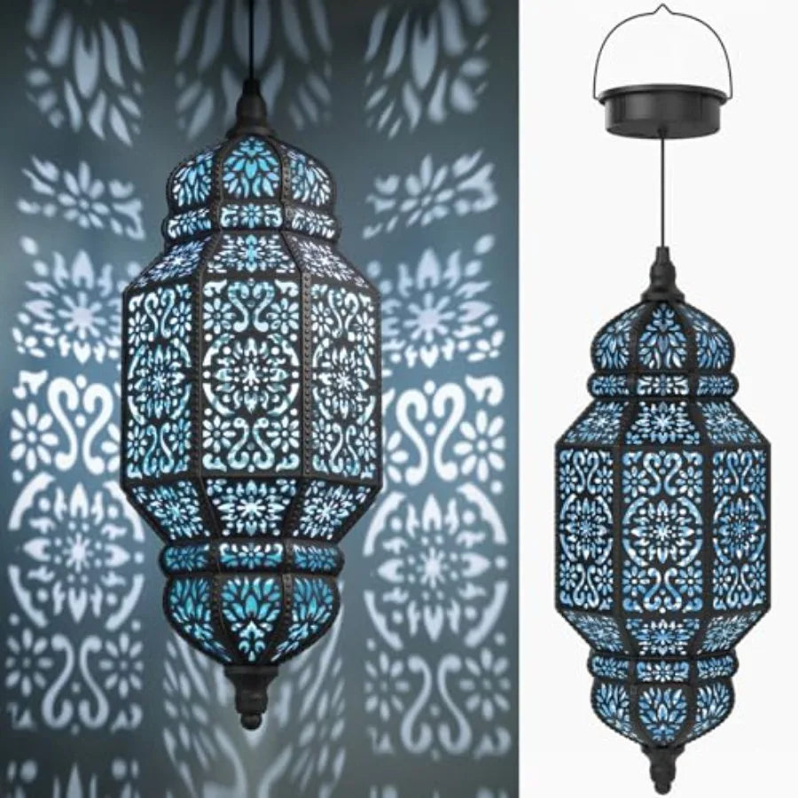 Moroccan Hanging Solar Lantern For Outdoor Garden Decor