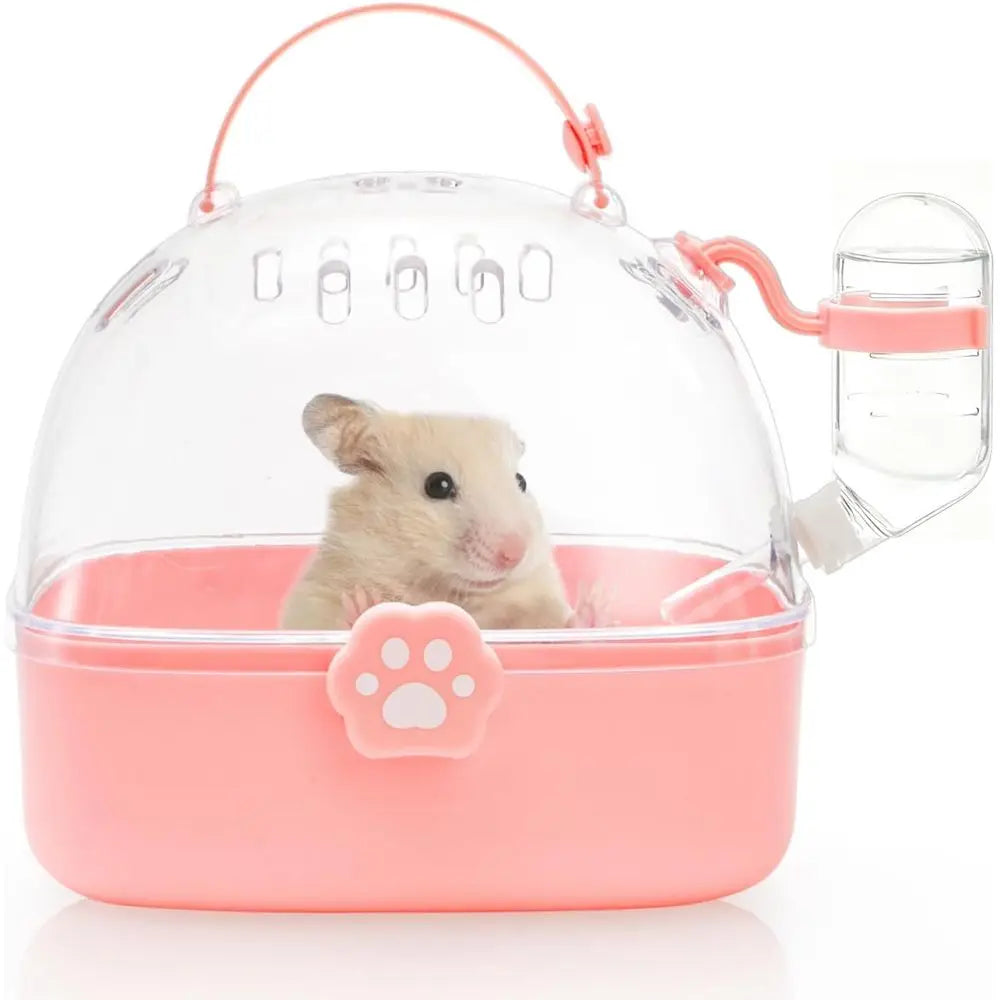 Portable Hamster Carrier Cage With Water Bottle For Small Animals