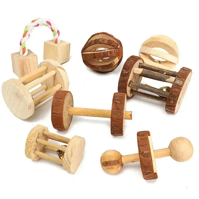 Natural Pine Wood Chew Toys For Small Pets Teeth Grinding