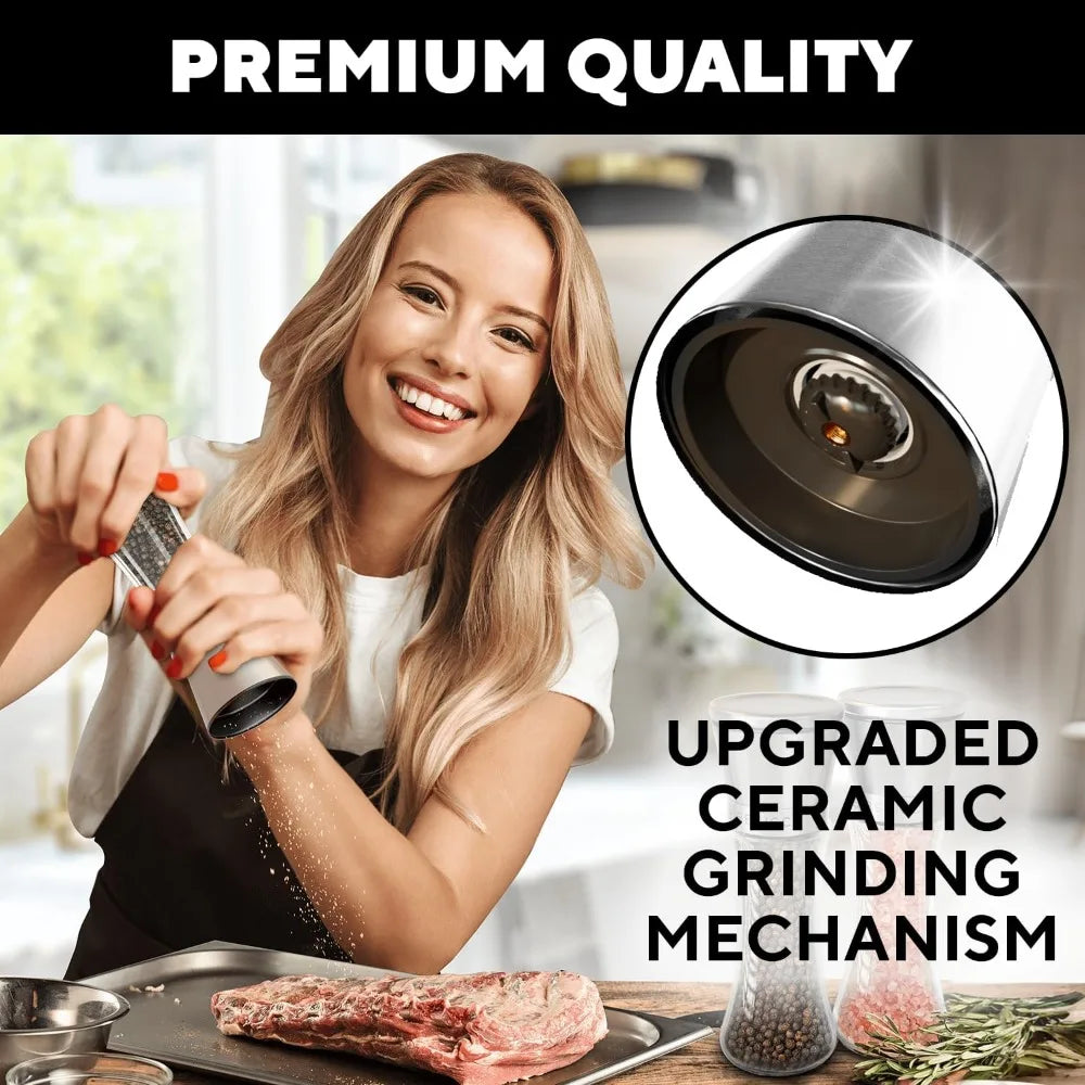 Salt And Pepper Grinder Set Of 2 With Adjustable Coarseness