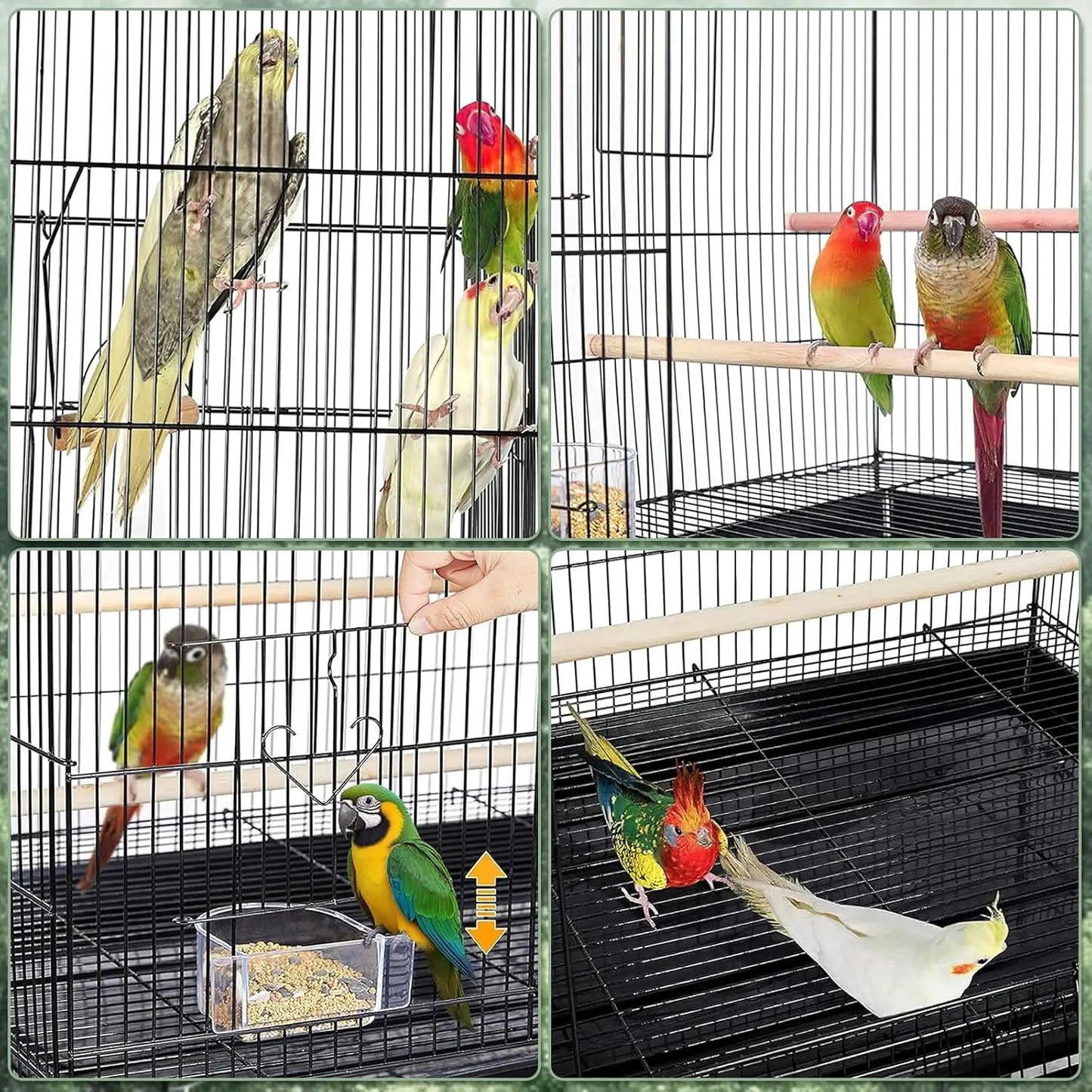 HiMISSCN Portable Bird Cage Carrier Travel Parrot Cage With Perches
