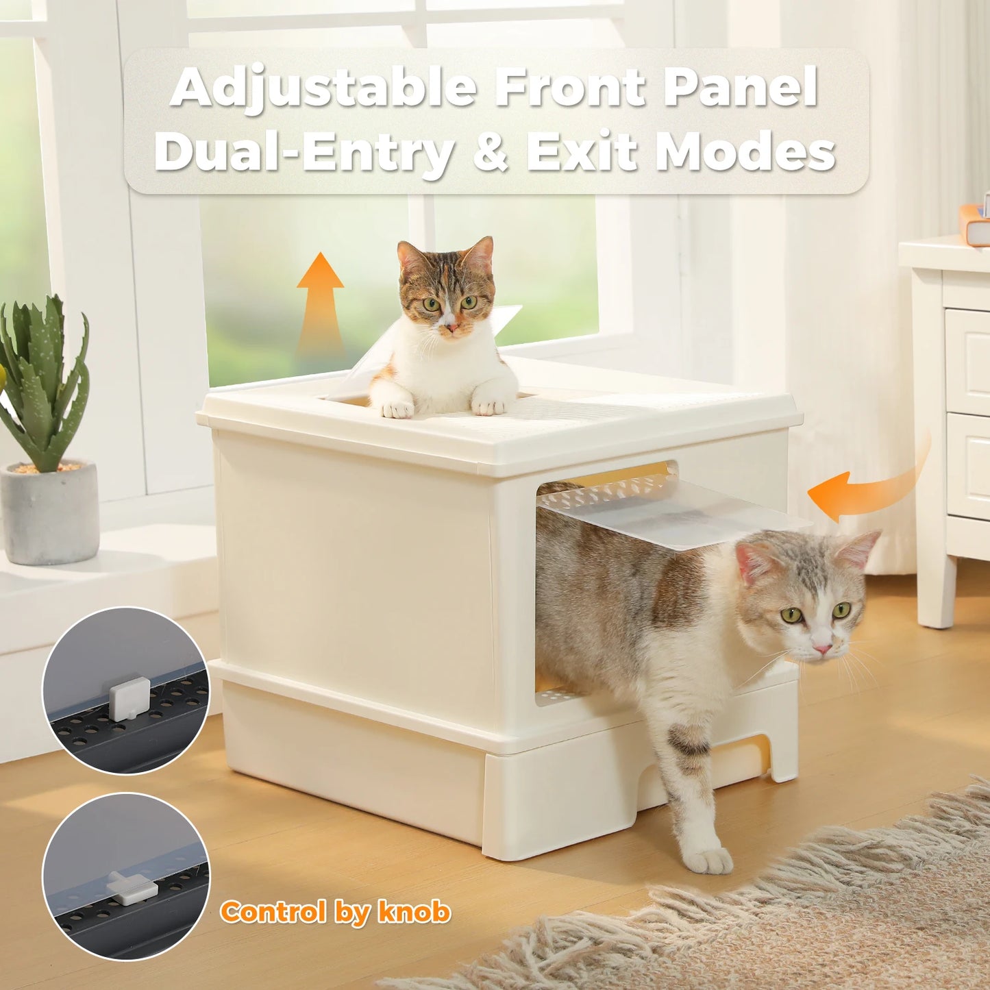 Enclosed Cat Litter Box With Scoop For Indoor Use