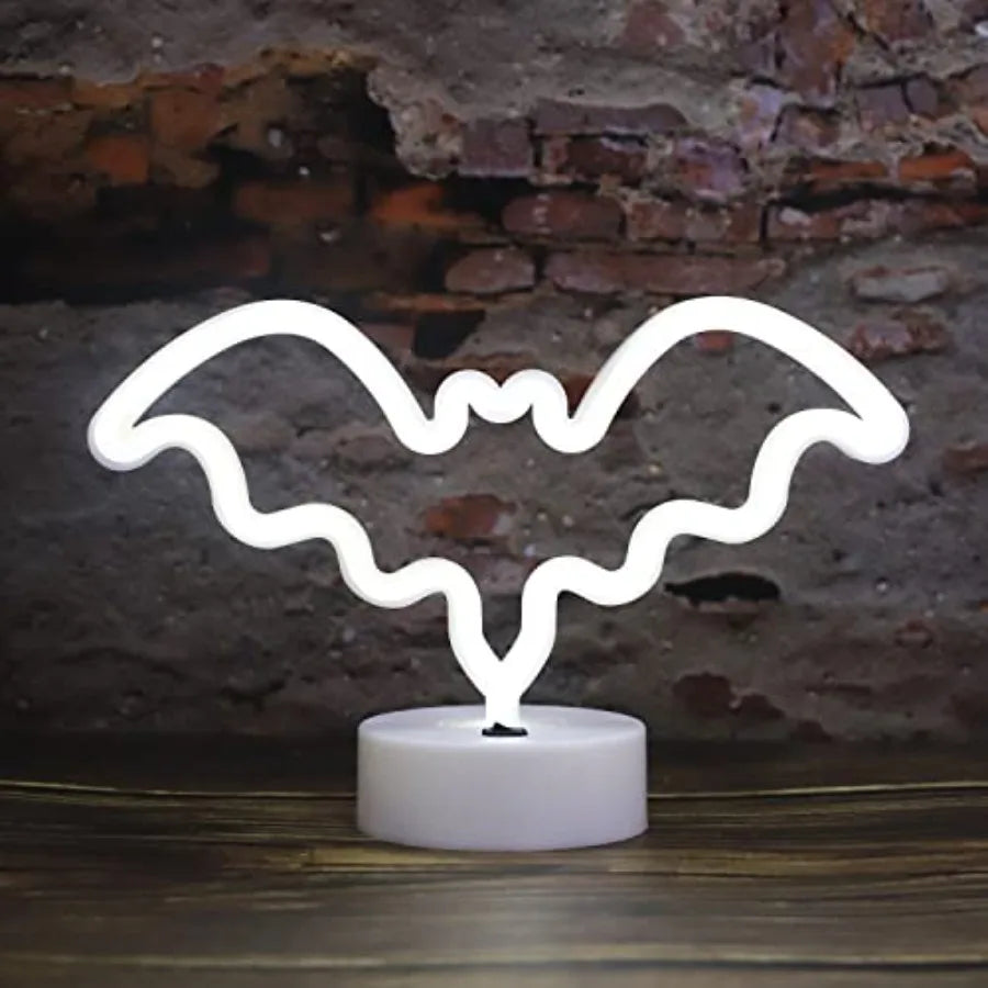 LED Neon Bat Lights Bat Shaped Sign Night Light Battery Operated