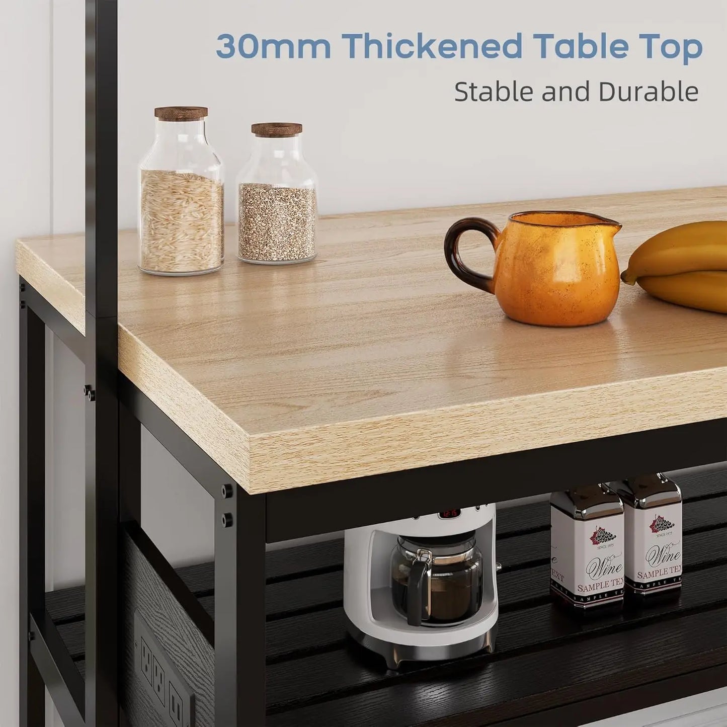 HiMISS Kitchen Island with Storage and Power Outlet