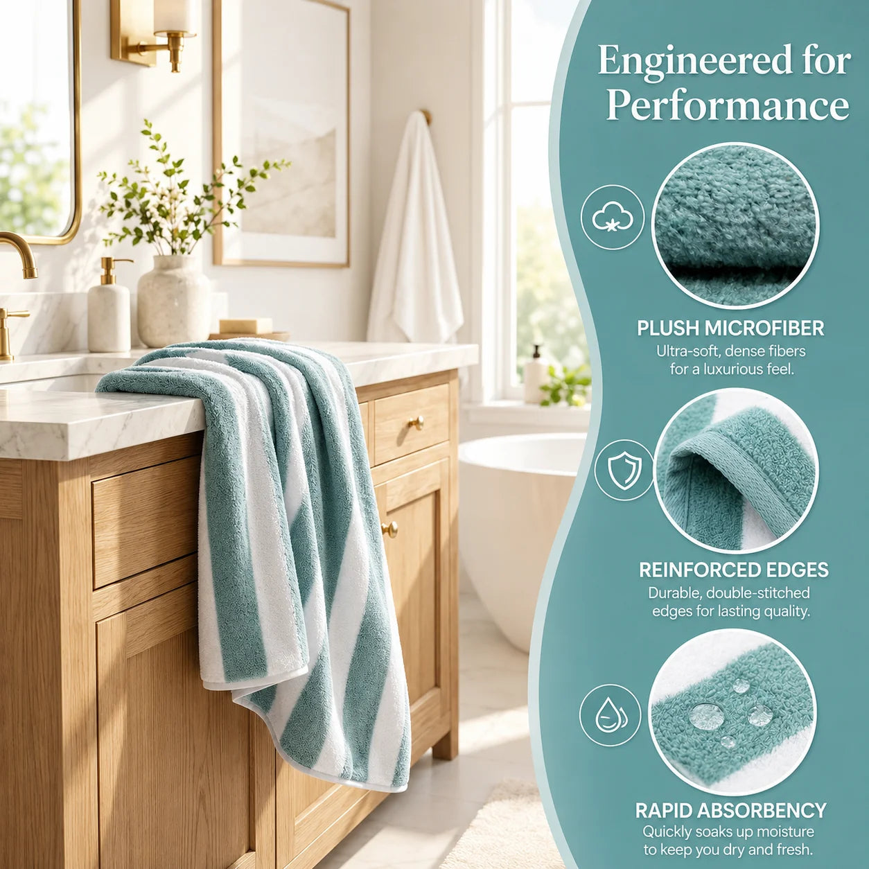 Ultra Absorbent Microfiber Towel Set For Bathroom Spa Use