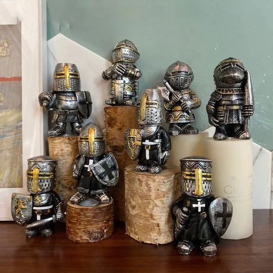 Knight Garden Gnomes 8 Piece Set Outdoor Lawn Decor Resin