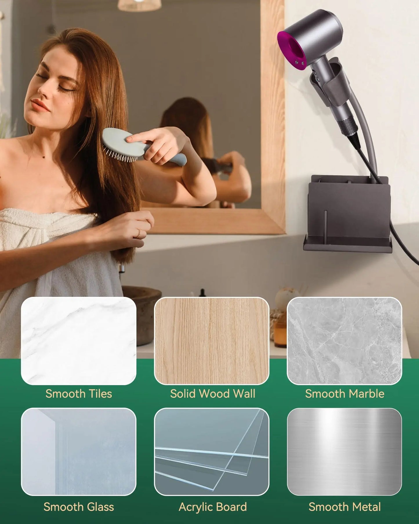 Hair Tool Organizer Wall Mounted Hair Dryer Holder