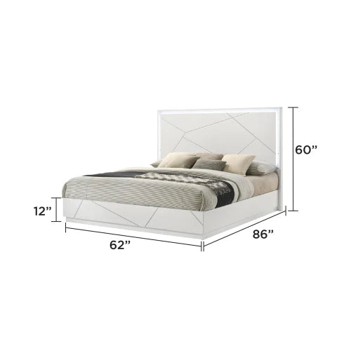 Five Piece Modern Bedroom Set With Lacquer Finish And LED Lighting