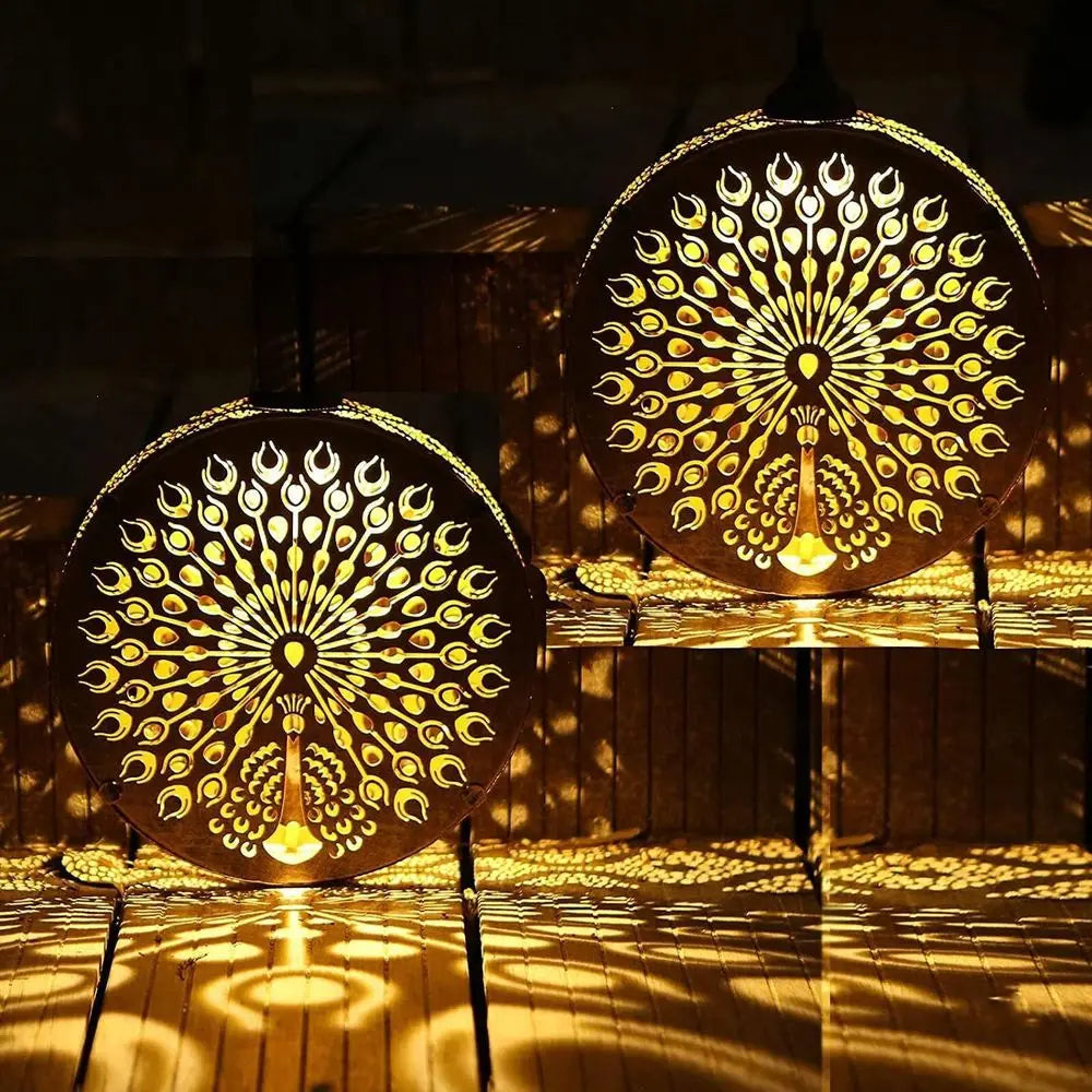 Solar Wind Chimes Outdoor Peacock Lantern Decoration