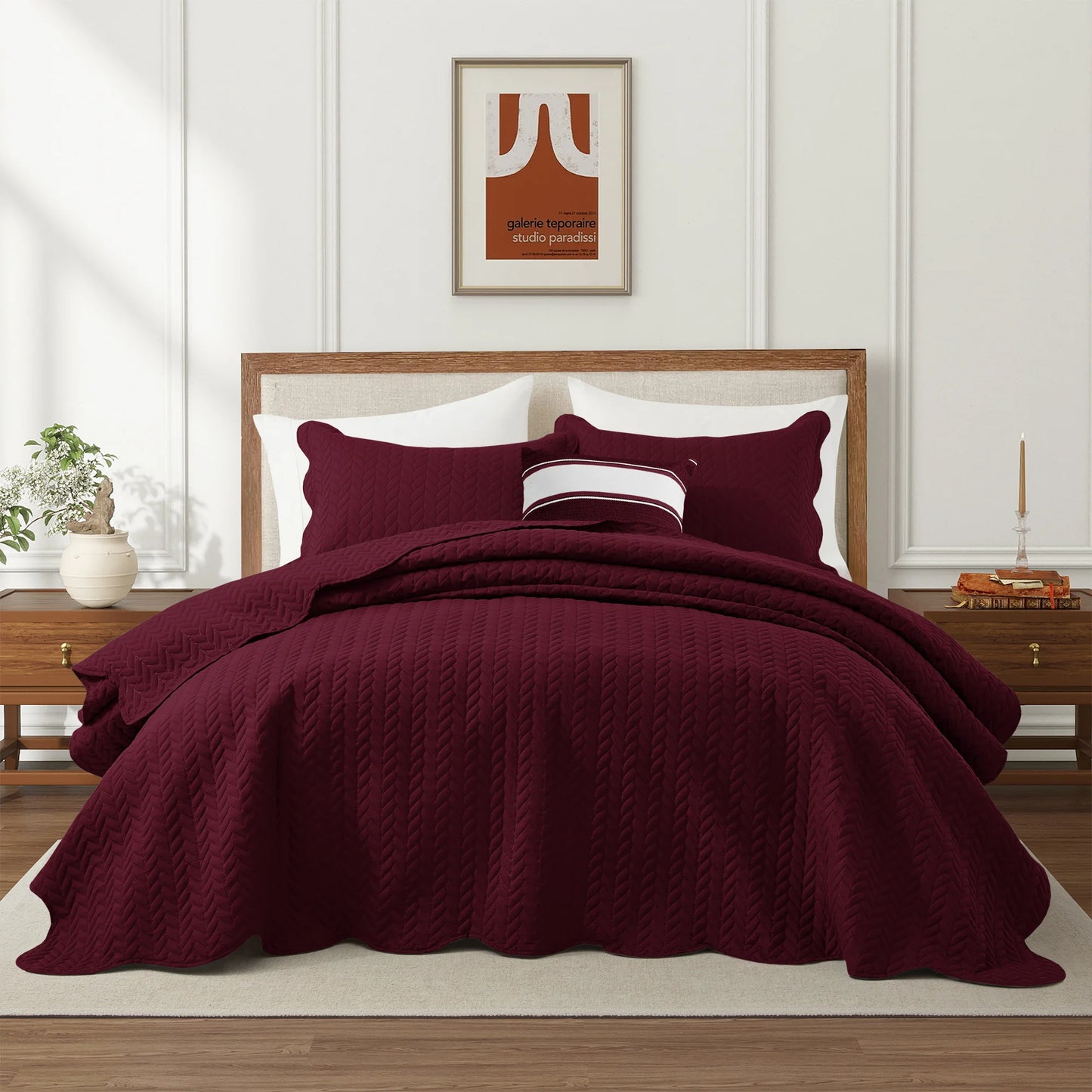 LUXEVOIR 3 Piece Cooling Microfiber Quilt Set Lightweight