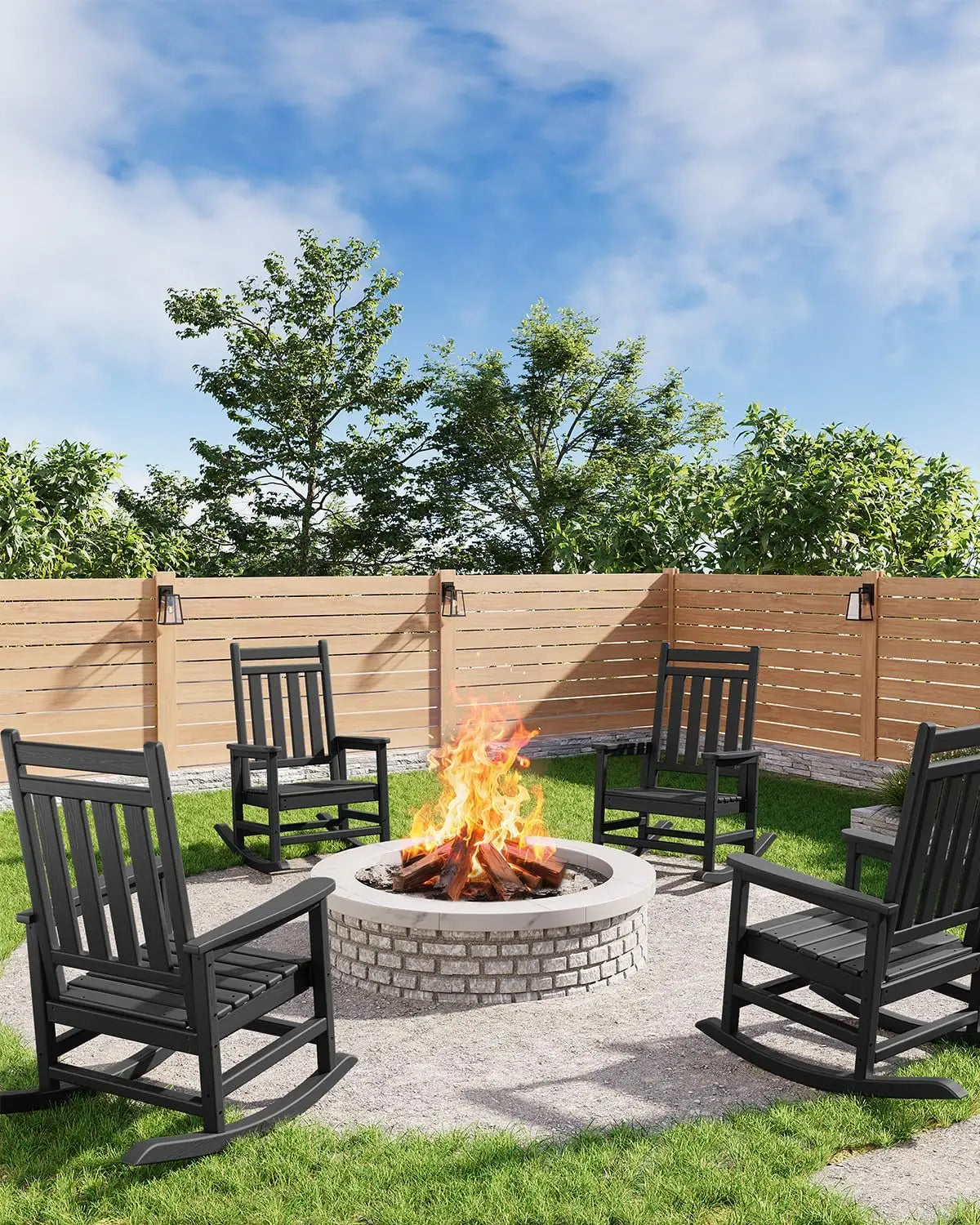 HobbyLane Outdoor Rocking Chair All-Weather HDPE Patio for Adults